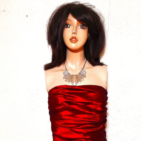 NWT Vintage Couture Jessica McClintock Metallic Red Ruched Mini Dress MSRP $155 - Picture 2 of 3